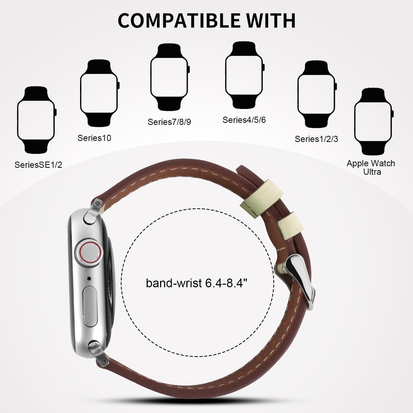 Italy Genuine Leather Bands Women Men Compatible with Apple Watch 38mm 41mm 40mm 42mm 44mm 45mm 46mm 49mm, iWatch Straps Smartwatch Replacement Band for Ultra SE 3/2/1 Series 11 10 9 8 7 6 5 4 3 2 1