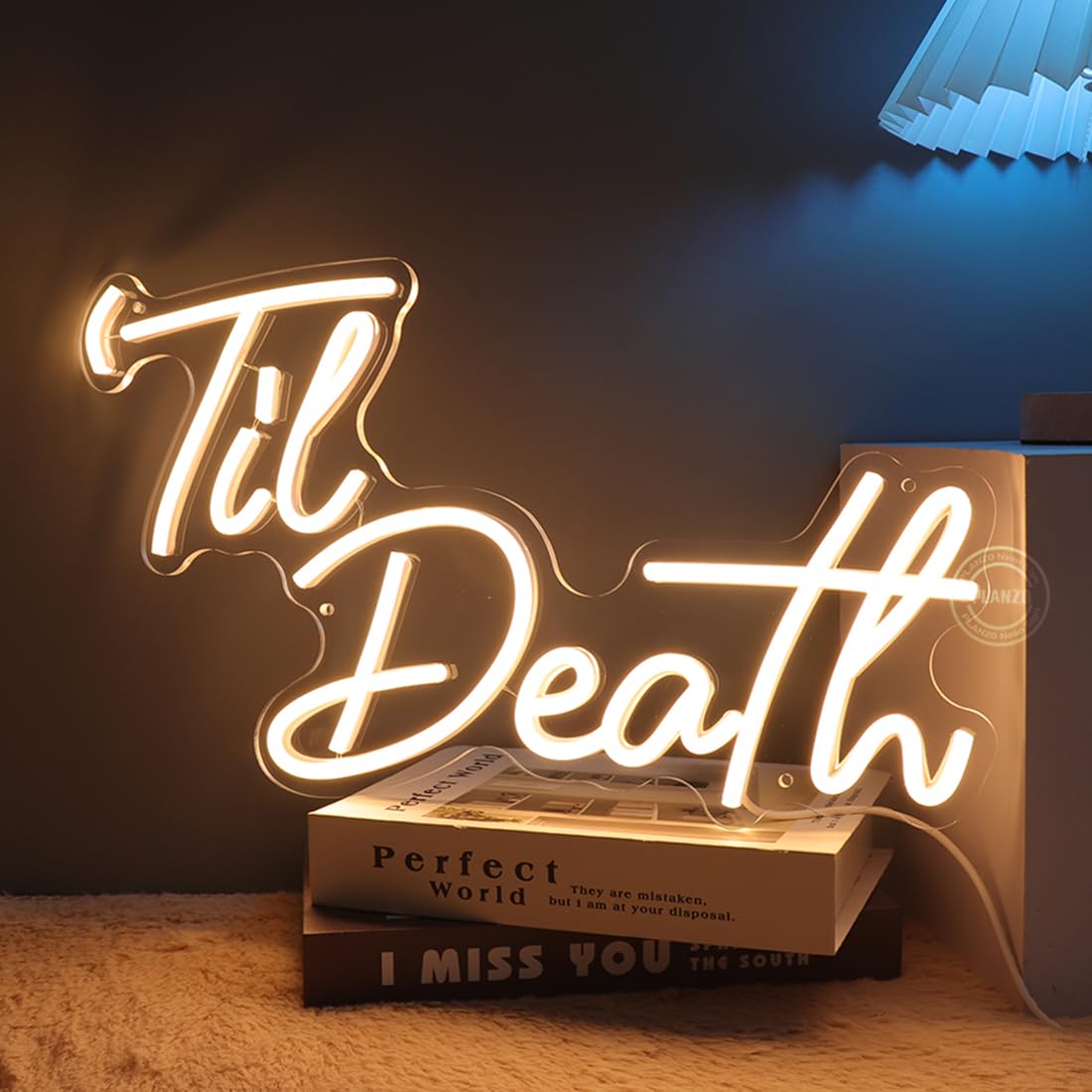 Planzo Til Death Neon Sign Bedroom Wall Decor Led Light Gothic Wedding Party Home Decor Engagement Proposal Christmas Gift 5V USB Powered with Dimmer Switch 17IN Warm White