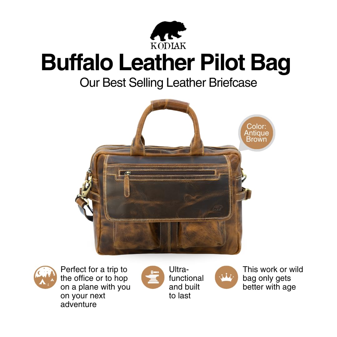 Buffalo Leather Pilot Bag (Antique Brown)