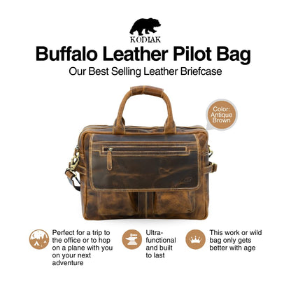 Buffalo Leather Pilot Bag (Antique Brown)