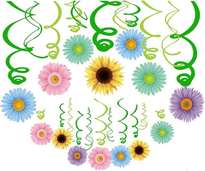 30Ct Summer Spring Sun Flower Hanging Swirl Decorations,Themed Birthday Party,Party Supplies,Ceiling Decorations for Girls,Boys,Kids, Bedroom,Classroom,Baby Shower