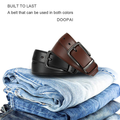 DOOPAI Reversible Leather Belt for Men 1.25" - Dual Sided Dress and Casual Belt, Trim to Fit, 2 Styles in One Belt