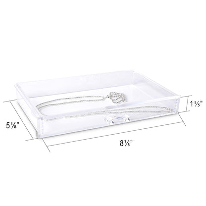Frebeauty Extra Large Acrylic Jewelry Box for Women Girls 5 Layers Clear Velvet Earring Organizer with 5 Drawers Rings Display Case Necklaces Holder Tray (Beige)
