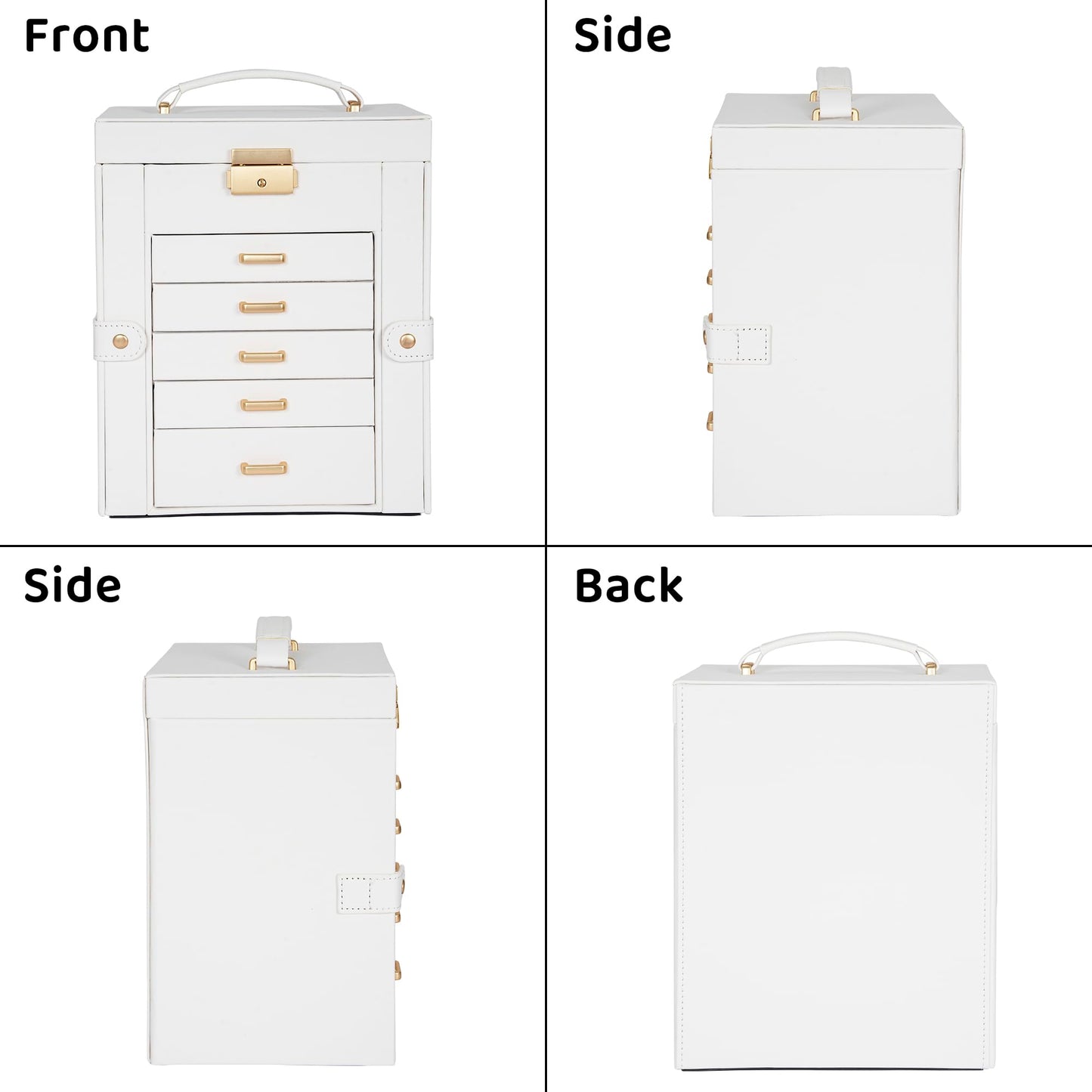 AKOZLIN 6-Tier Jewelry Box Lockable Leather Jewelry Storage Case with 5 Drawers for Women Girls Ring Necklace Earring Bracelet Holder Organizer with Mirror