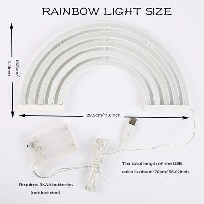 ENUOLI Rainbow Shape Neon Light Signs Wall Decoration USB Charging/Battery Night Sign LED Neon Decor Sign for Dorm Room Bedside Table Christmas Party Birthday Party Wedding Kids Room Kids Gift