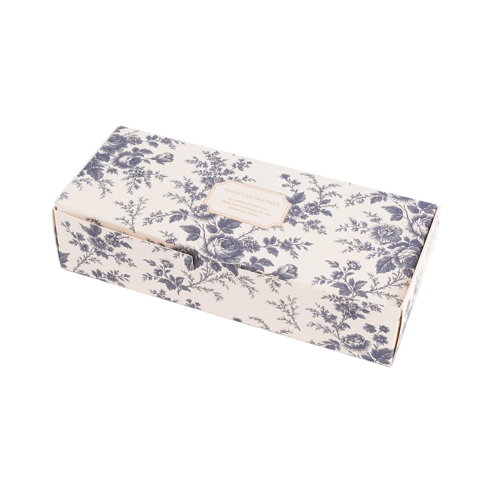 MUNID Rose-Pattern Rectangular Gift Box - Small, 5 pieces, 3 options, 7.87 x 3.34 x 1.85 inches (L x W x H) (BLUE)