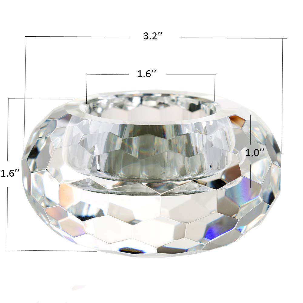 Donoucls Crystal Tealight Candle Holders, Handmade Cut Crystal Candle Holder Banquet Decorations for Home 3.2" Diameter x 1.6" High Set of 2