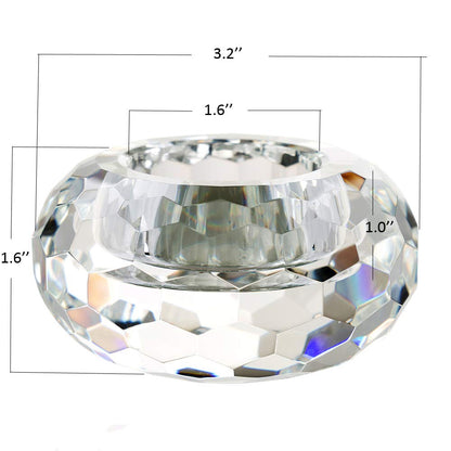 Donoucls Crystal Tealight Candle Holders, Handmade Cut Crystal Candle Holder Banquet Decorations for Home 3.2" Diameter x 1.6" High Set of 2