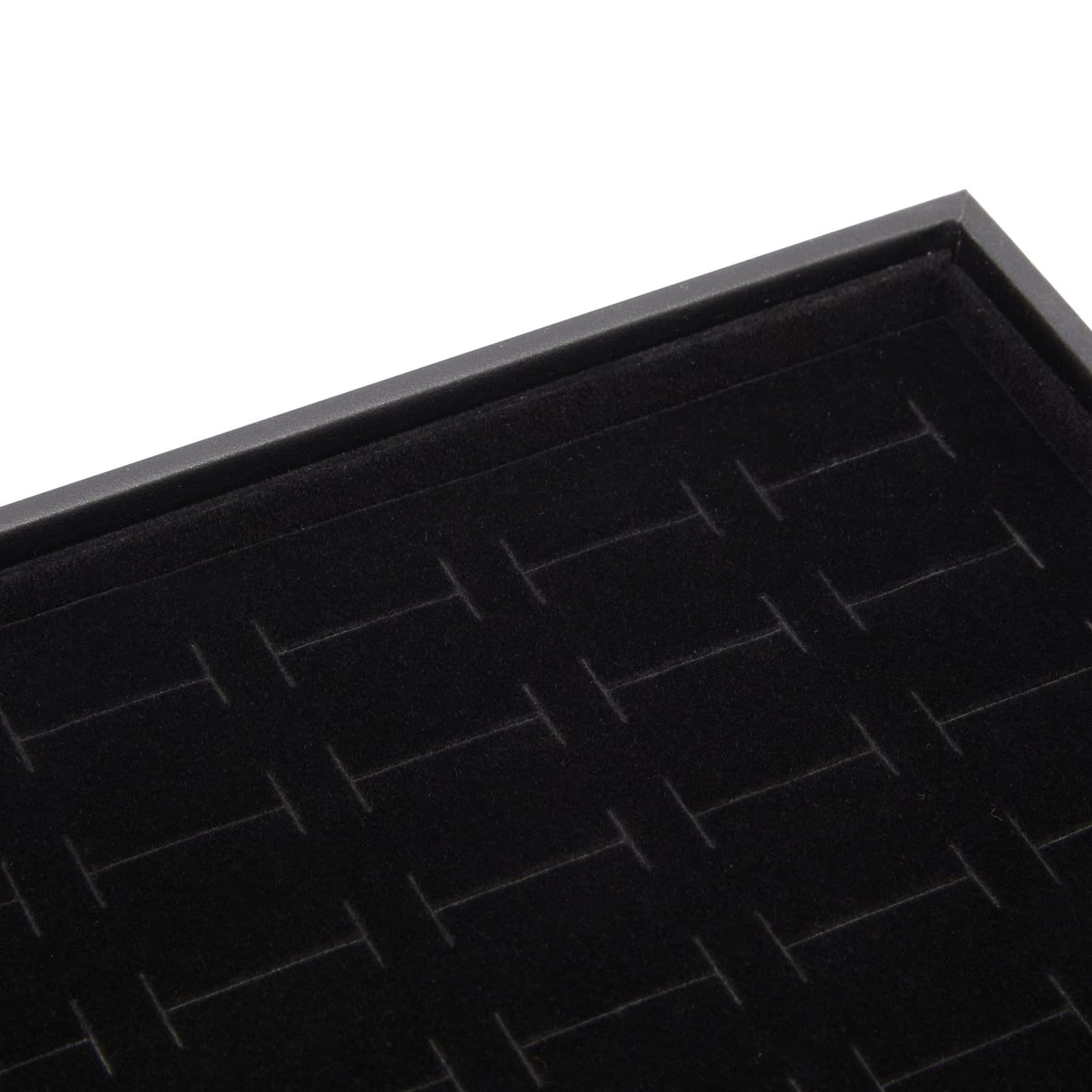 Juvale Ring Display Tray - Velvet Protection & Jewelry Display - Removable Pad & Earring Storage - Stackable Jewelry Trays & Glasses Holder for Nightstand - Pack of 2, 13.8 x 9.5 x 1.3 in, Black