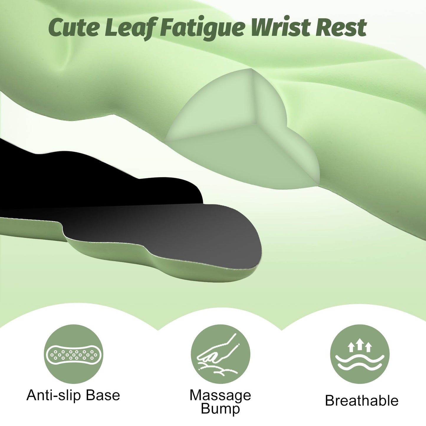 OYEEY Ergonomic Wrist Rest for Pain Relief,3 Pcs Leaf Shape Wrist Support with Non-Slip Base, PU Leather Mouse Pad Support for Easy Typing,Keyboard Wrist Support Palm Cushion for Laptop Office