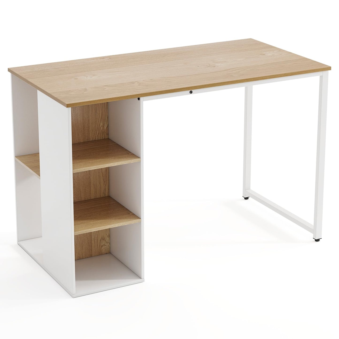 Tangkula Computer Desk with Storage Shelves, Home Office Desk with 5 Side Shelves & Metal Frame, Space Saving Laptop PC Desk, Writing Study Desk, Modern Vanity Desk for Bedroom (Natural)