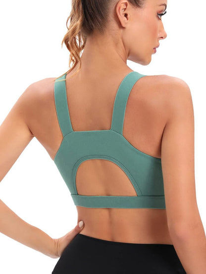 RUNNING GIRL High Impact Sports Bras for Women,Racerback Green Bra Workout Crop Tank Tops Longline Sports Bra Push up(WX2667 Dark Green XL)