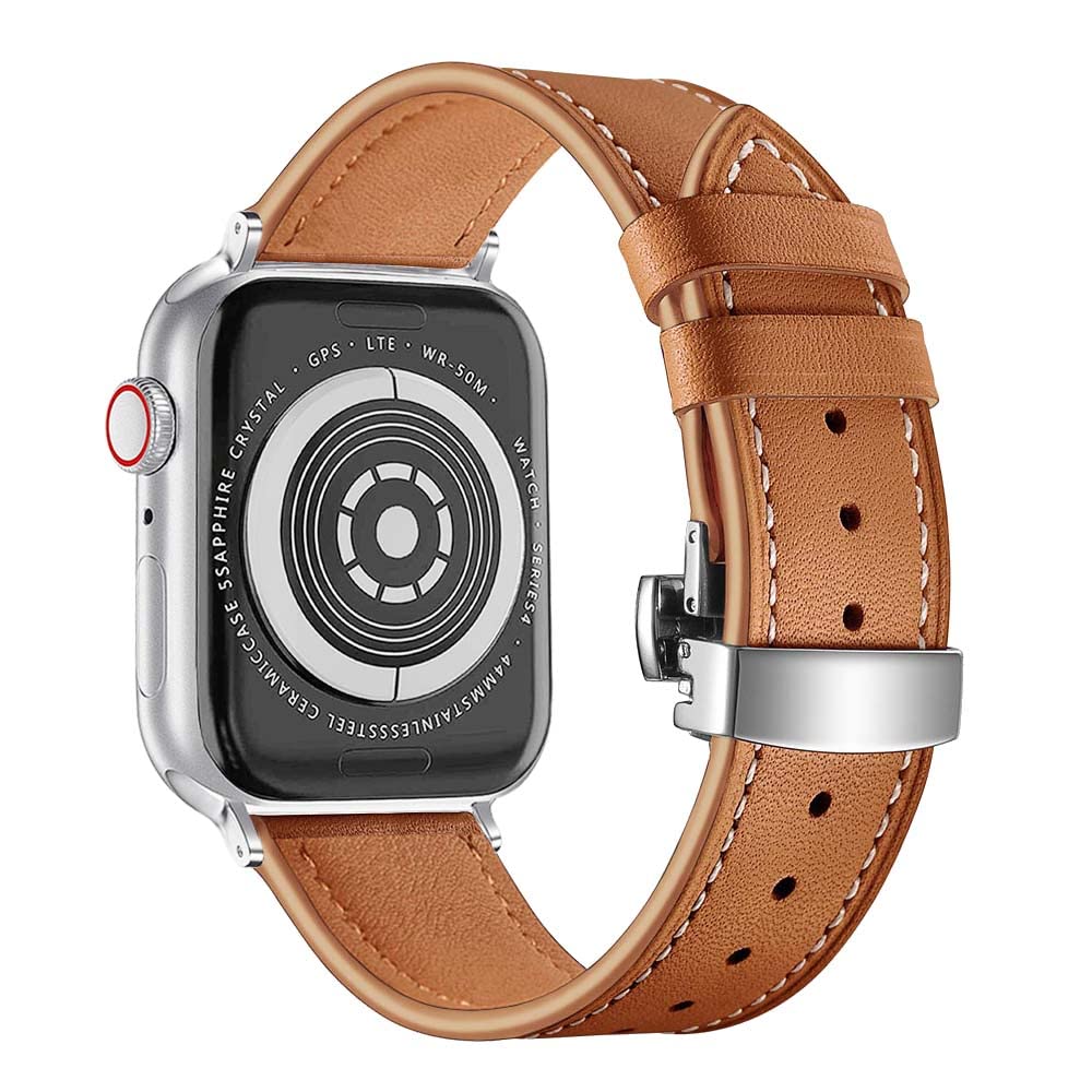 BOTOMALL Compatible with Apple Watch Band 49mm 45mm 44mm 42mm Series Ultra 8 7 SE 6 5 4 3 2 1,Premium Soft Top Leather with 316L Stainless Steel Butterfly Buckle Replacement Straps for iwatch