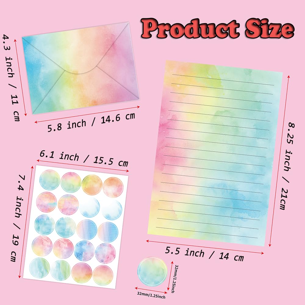 AUSTARK 160 Pieces Stationery Set (50 Pieces Lined Stationery Paper 8.25 x 5.5 Inch, 50 Pieces Envelopes, 60 Sealed Stickers) for Letter Writing (Watercolor)