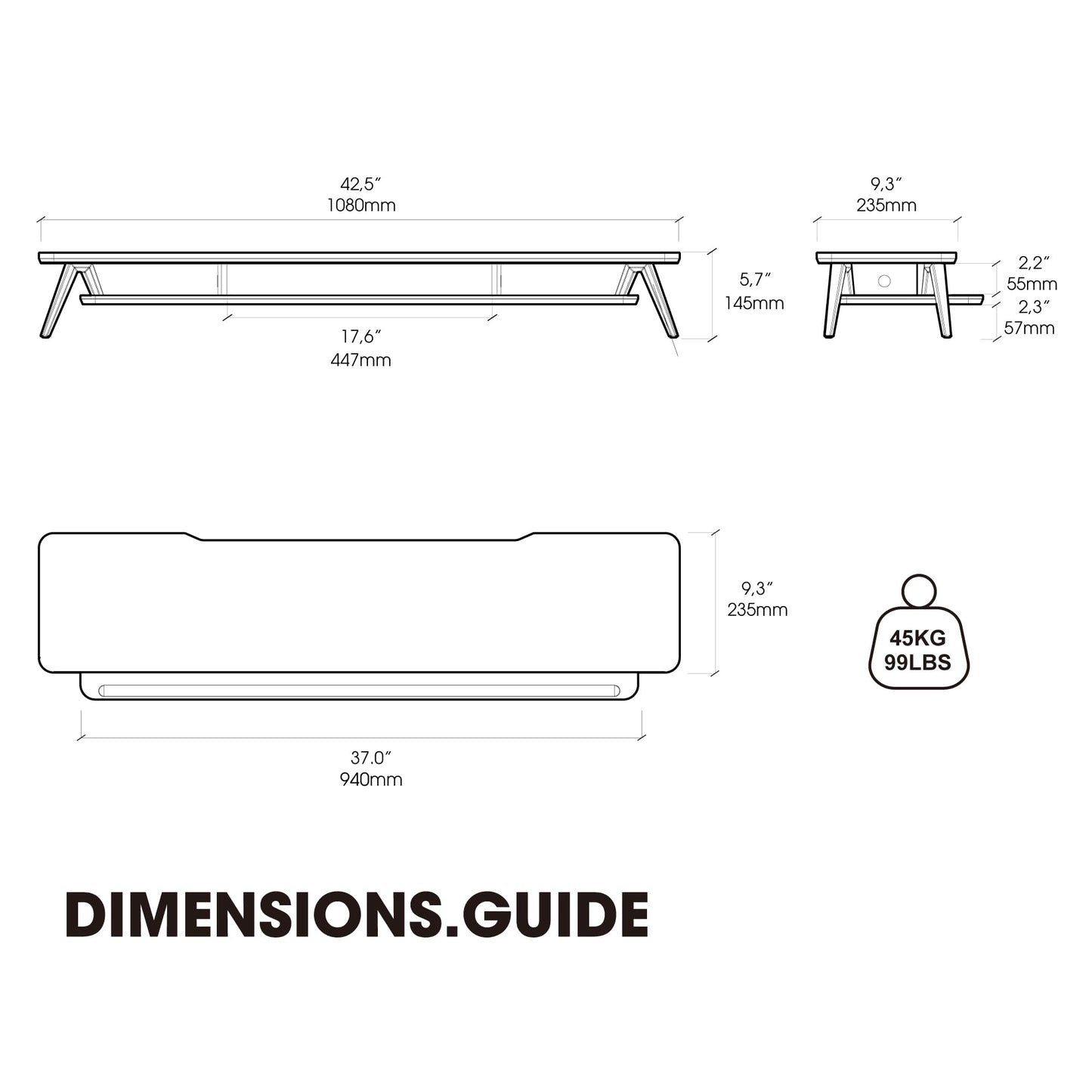 Fenge Dual Monitor Stand, Monitor Stands Riser for 2 monitors, 42.5 Inch Wood Desk Shelf with Storage Organizer and Cable Management for Office Desk Accessories