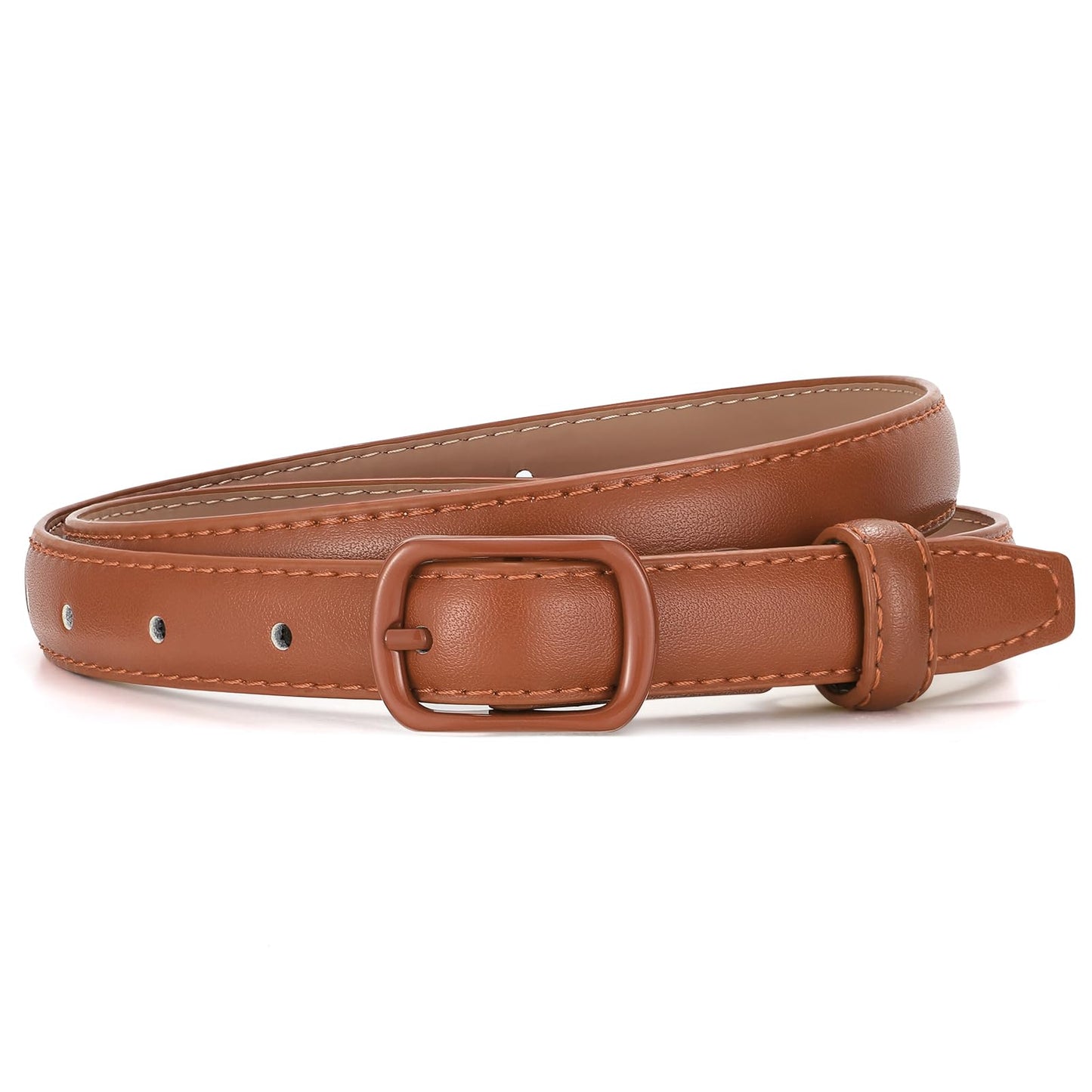 XZQTIVE Women’s Skinny Candy Color Belt – Color-Matched Leather Thin Waist Belt 0.7" for Jeans Dresses Pants