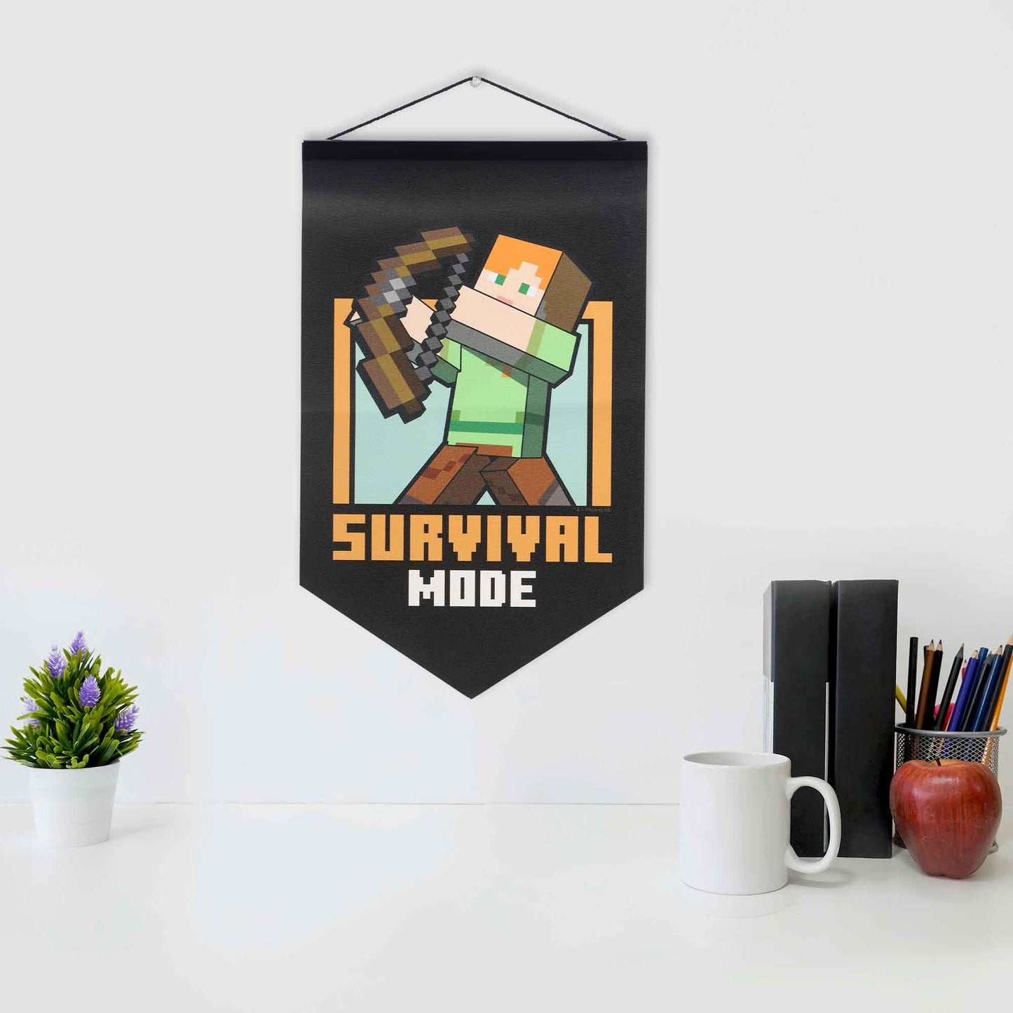 Open Road Brands Minecraft Survival Mode Hanging Canvas Banner - Fun Minecraft Wall Decor for Bedroom or Game Room