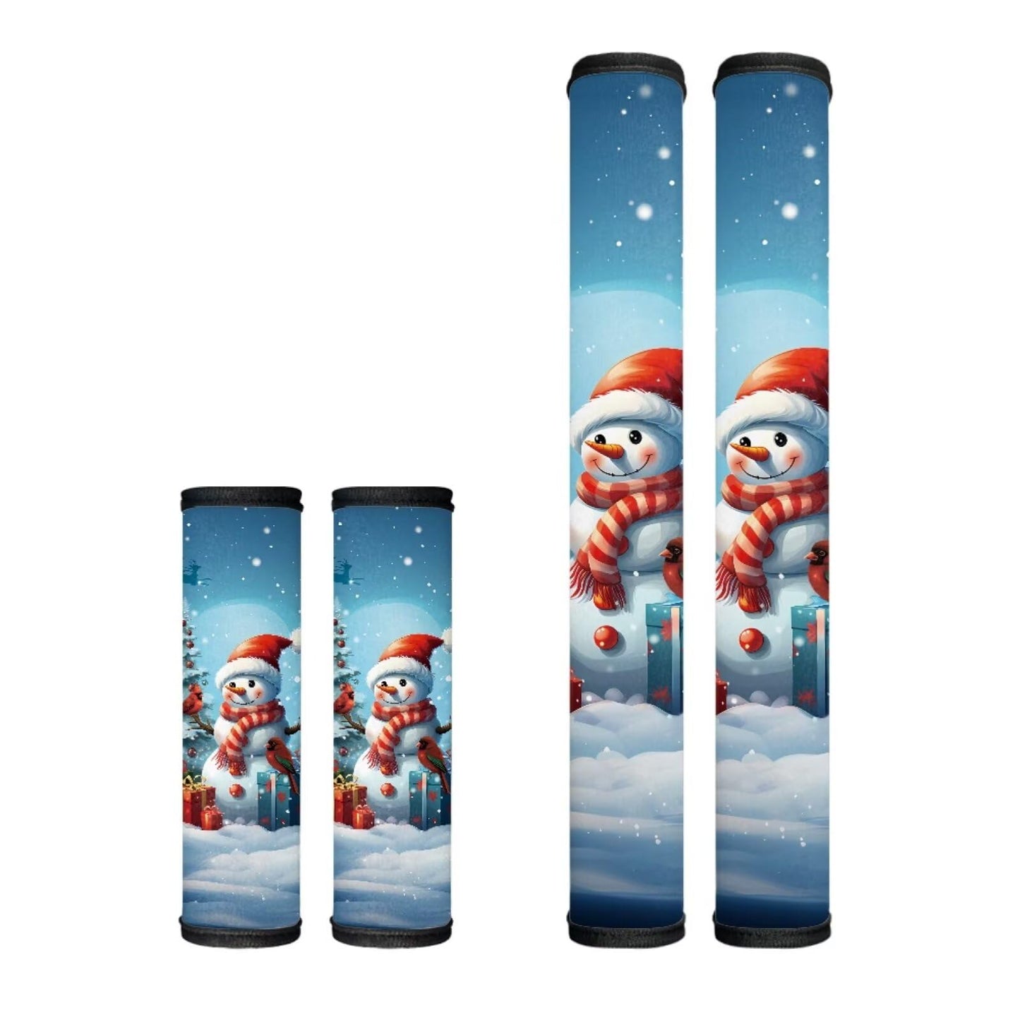 HUISEFOR Snowman Fridge Handle Covers 4 Piece Christmas Refrigerator Handle Covers Set of 4 Adjustable Kitchen Appliance Handles Cover for Microwave Oven Stove Christmas Decoration