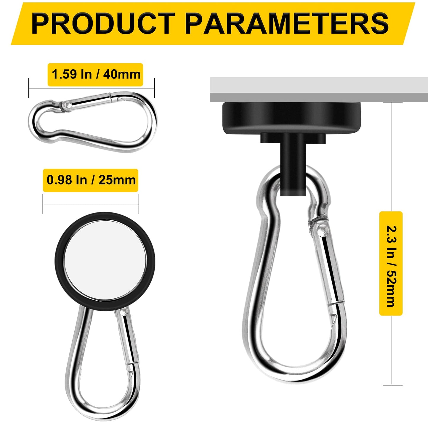 DIYMAG Black Magnetic Hooks,70LBS Strong Heavy Duty Neodymium Magnet Magnetics Hook for Hanging at Home, Office Locker, Workplace, Refrigerator, Cruise Ship or Travel, 15Pack