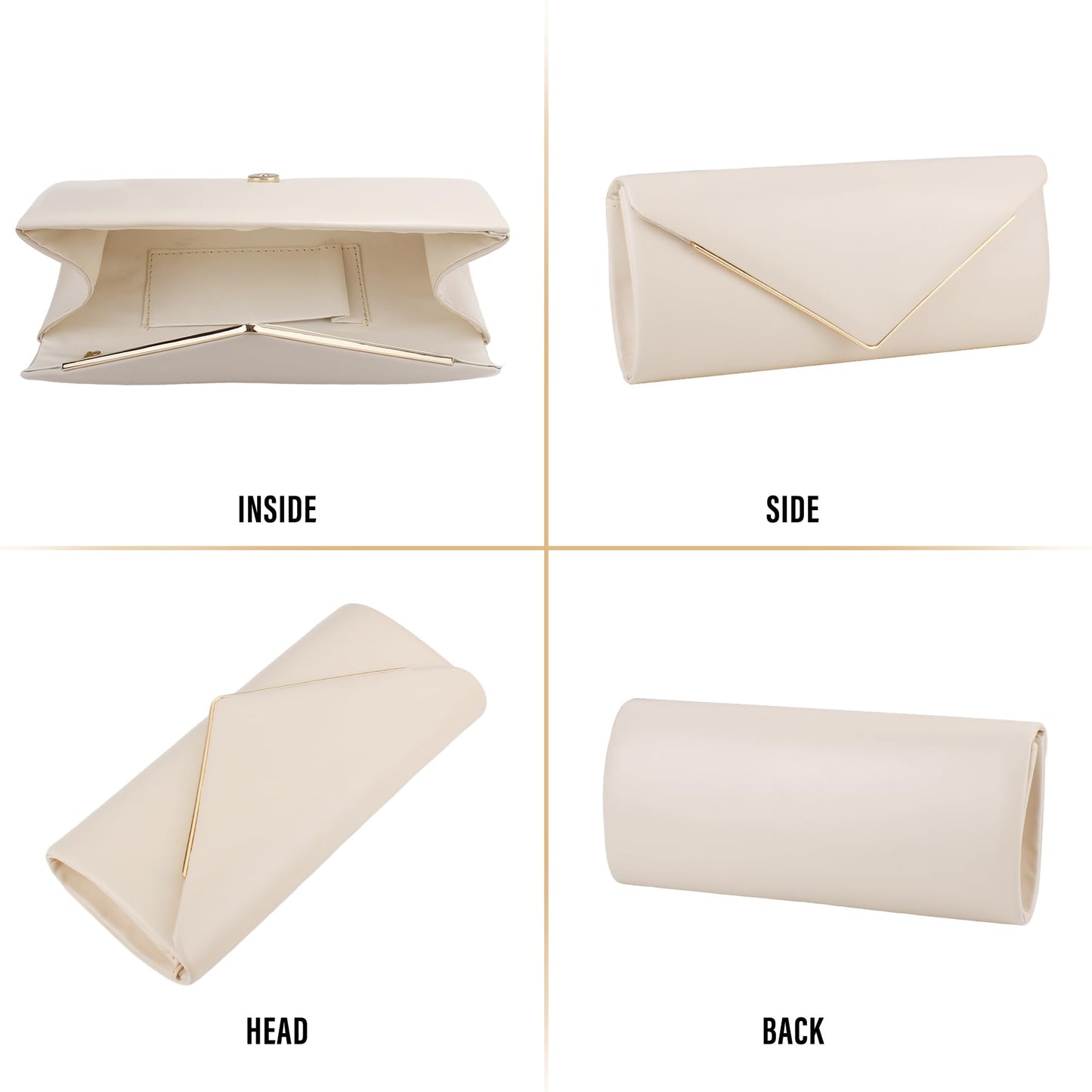 Larcenciel Nude Clutch Purses for Women, Vegan Leather Envelope Evening Bag w/Chain, Elegant Lady Shoulder Crossbody Handbags, Glitter Party Prom Purse Bride Wedding Guest Clutch Dress Carry on Bags