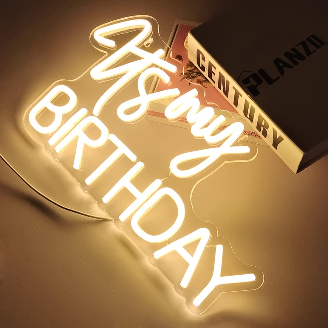 Planzo It's My Birthday Led Neon Light Sign Happy Birthday Party Wall Sign Decor Window Background Sign USB Bedroom Living Room Neon 5V Night Light Kids 15.8" X 9.1" Warm White