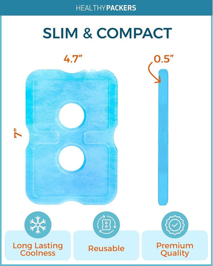 Healthy Packers Ice Packs for Lunch Boxes & Coolers - Freezer Packs - Original Cool Pack | Cooler Accessories for Beach, Camping & Fishing | Slim & Long-Lasting Reusable Ice Pack for Cooler (Set of 4)