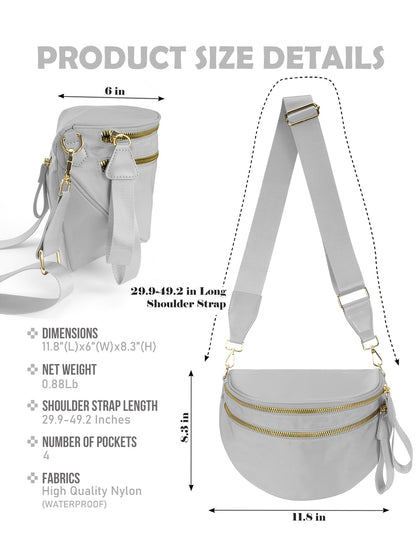 Pure Colour Crossbody Bag Bum Bag for Women,Spacious Purse Fanny Packs Belt Bag,Oversized Bum Bag (Colour Bum Bag-Beige)