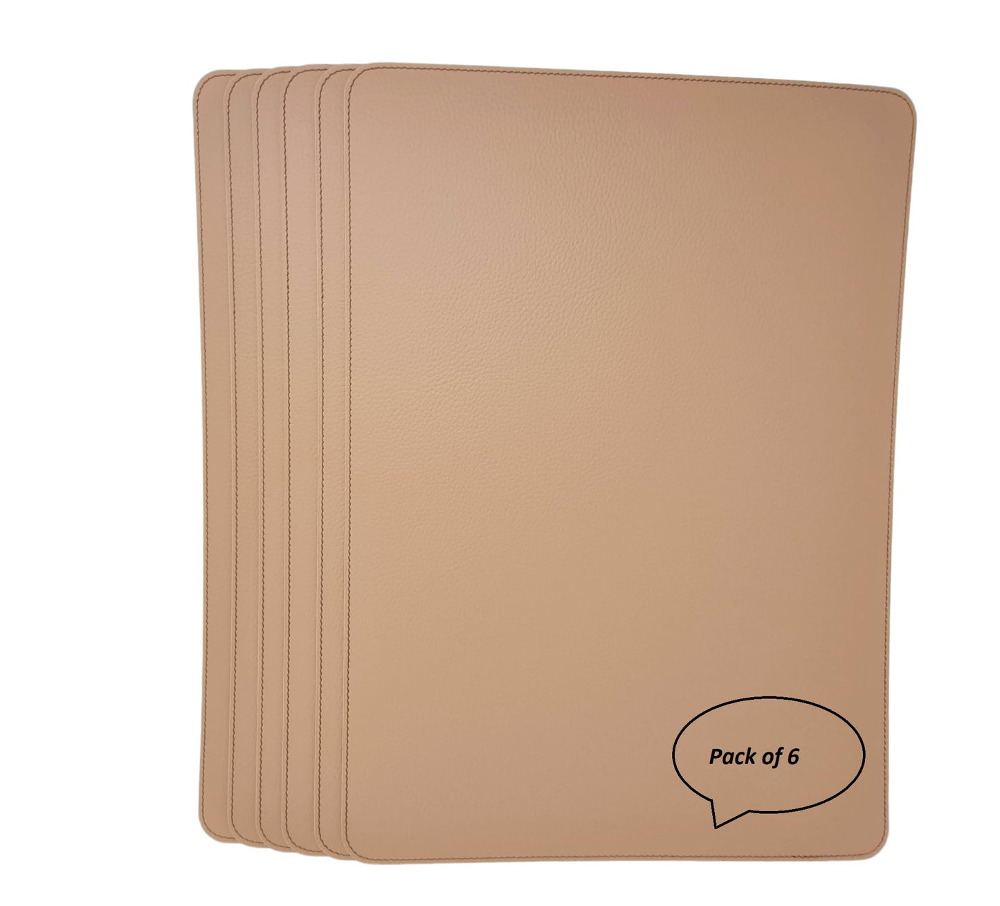 Nikalaz Set of 6 Placemats Made of Recycled Leather (18"x13", Light Camel)