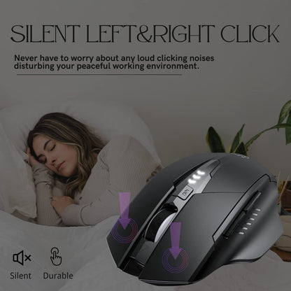 Wireless Mouse,Rechargeable Mouse 2.4G USB(Battery Level Visible) Ergonomic Computer Mouse,3 Levels DPI,Silent Wireless Mice for Laptop PC Computer(Black)