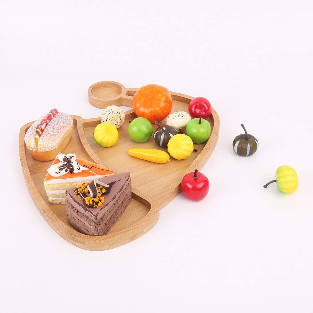 KEPATO Christmas Dishes Wooden Serving Tray,Christmas Santa Hat Shape Sushi Plate Tray for Restaurant and Home