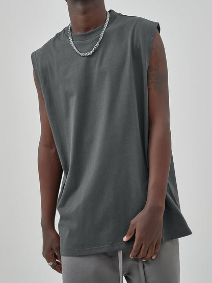 Mens Workout Tank Tops Sleeveless Tee Shirts Men Muscle Shirt Gym Cotton T Shirts Running Beach Loose Fit Tee（XZG,GY,L A-Grey