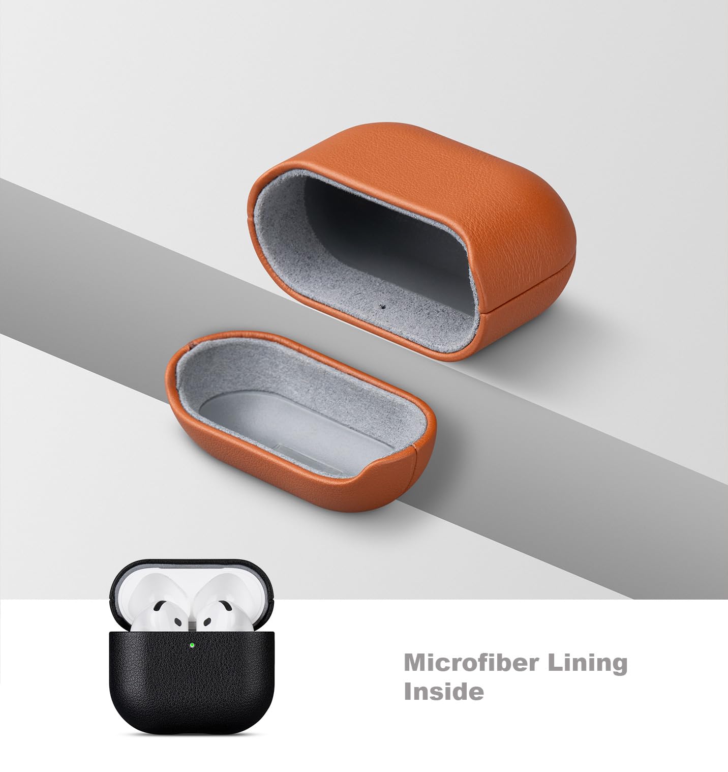 LOPIE Handmade Case for AirPods 4 / AirPods 4 with Active Noise Cancellation Leather Case, Fully-Wrapped with Top Grain Leather, Protective Hard Shell Cover for Gen 4 AirPods - Black