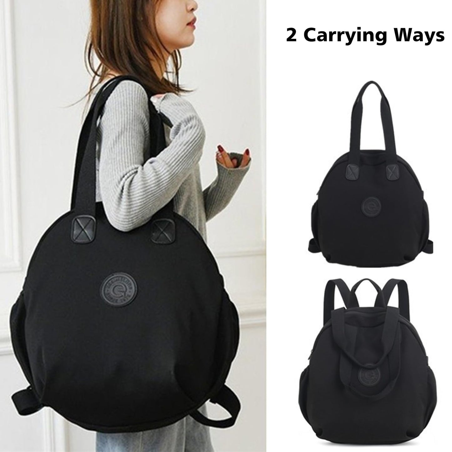 NOTAG Casual Backpack Purse for Women Shoulder Bag Waterproof Nylon Anti-theft Large Purse Shoulder Hobo Bags Travel Work (Black-S)