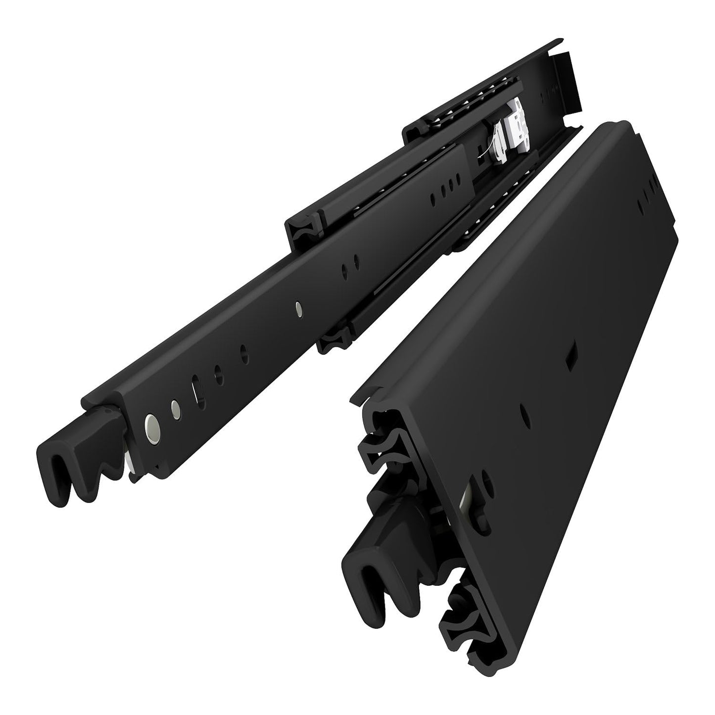 VADANIA 48" Ultra Heavy Duty Drawer Slide with Lock #VD2576-b, 3" Widening Black-electroplated Cold-Rolled Steel, Industrial Grade Heavy Load Capacity, 3-Fold Full Extension, Side Mount, 1-Pair