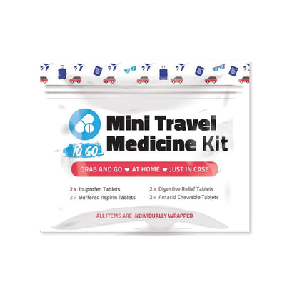 Mini Travel Medicine Kit – Variety Pack of Individual OTC Packets – Individual Packets for Emergency, First Aid, Cruise & Camping – Compact Size for Purse, Bag or Car (Red) (1)