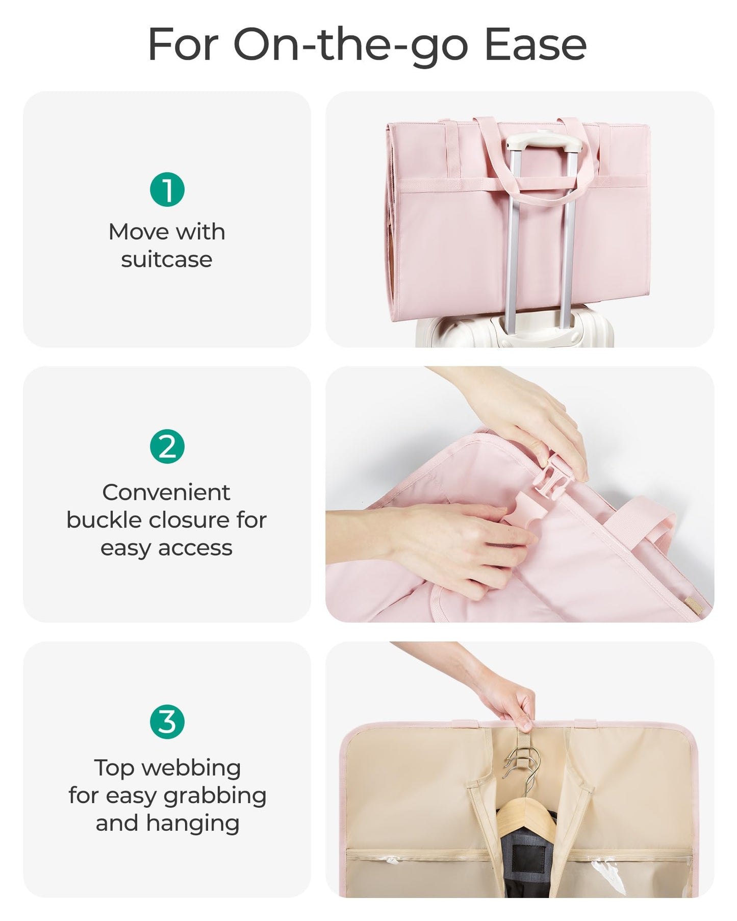BAGSMART Garment Bags for Travel Foldable Carry on Suit Carrier for Hanging Clothes Stylish Dress Carrier Large Convertible Weekender Garment Bags for Women Men