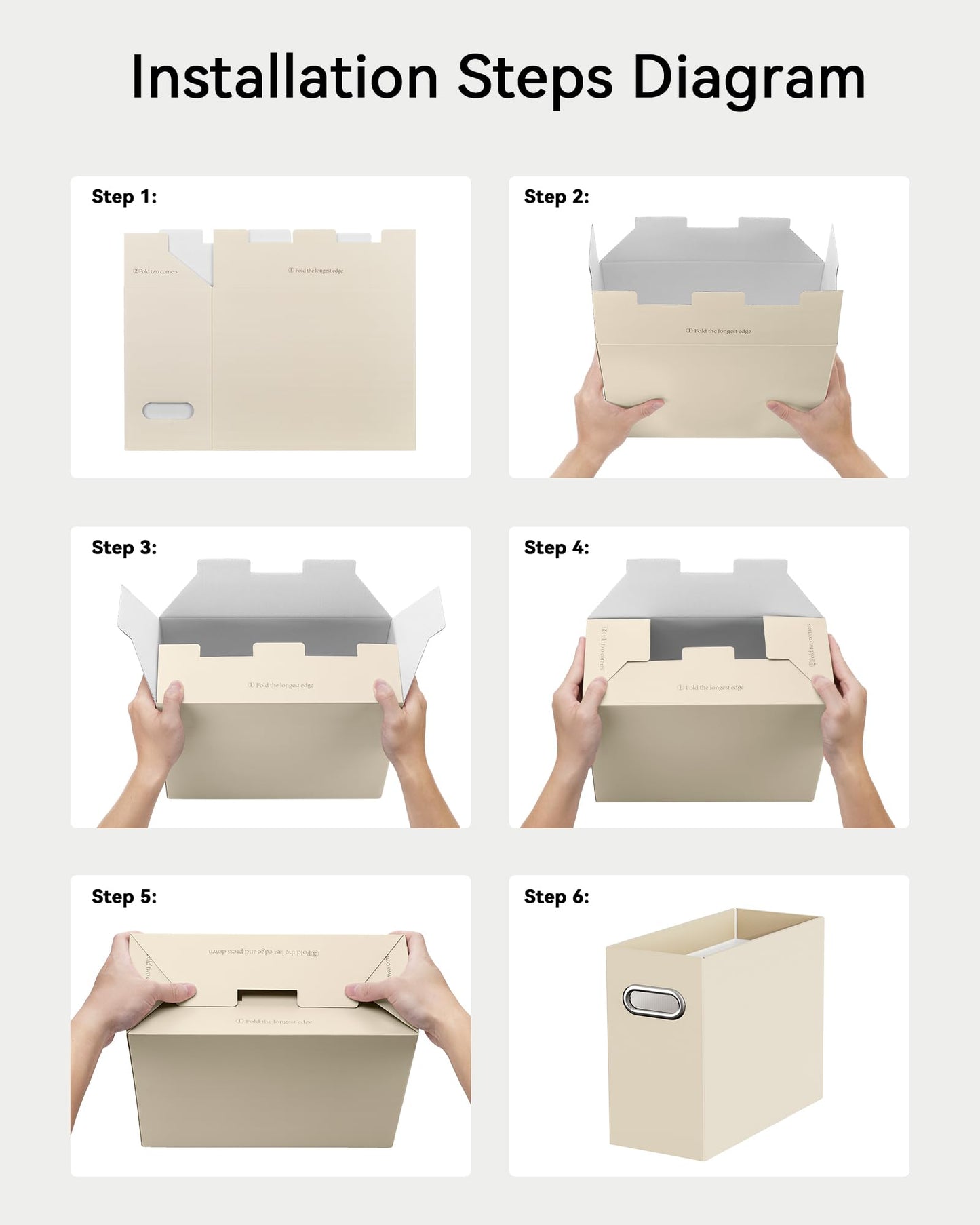 Oterri Cardboard File Organizer Box for Hanging File Folders Letter Size,File Box for Computer Desk,File Cabinet,Working Home,Office,Classroom (Beige, Letter Size - 6 Packs)