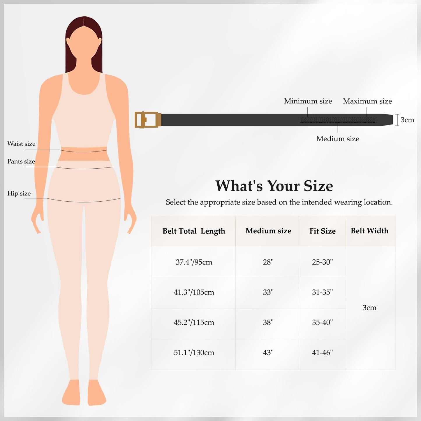 JASGOOD Women Ratchet Leather Belt for Jeans Pants Dress with Gold Sliding Automatic Buckle Ladies Waist Belt,Width 1.2"