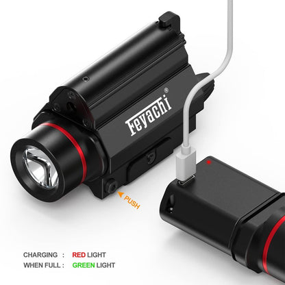 Feyachi LF-69 Red Laser Flashlight 1000 Lumen LED Weapon Light Combo with Picatinny Rail Mount for Pistol Rifle Rechargeable