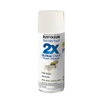 Rust-Oleum 249860 Painter's Touch 2X Ultra Cover Spray Paint, 12 oz, Semi-Gloss Ivory Bisque