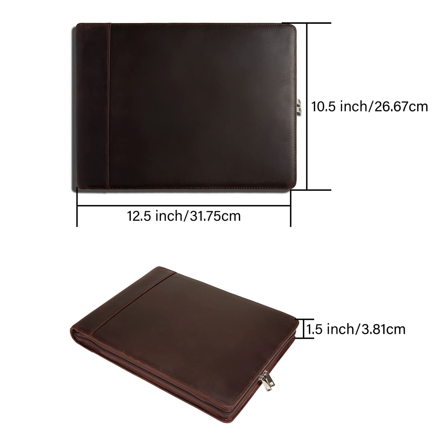 GZRHKJ Genuine Leather Business Check Binder, 7 Ring Checkbook Binder for Business Checks, Personalized Engraved Checkbooks, 600 Checks Capacity for 9 × 13 Inch Sheet (Dark Brown)