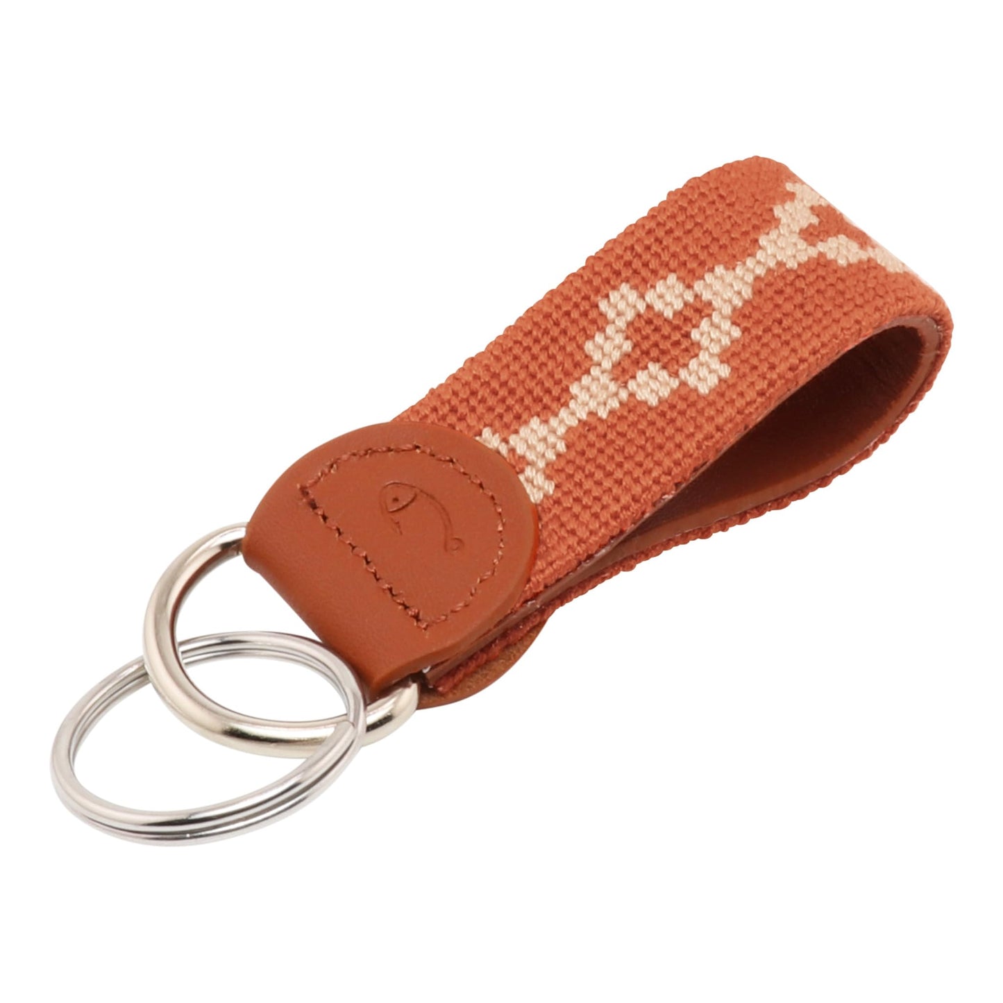 Huck Venture Leather Hand-Stitched Needlepoint Key Fob or Key Chain (Argentine)