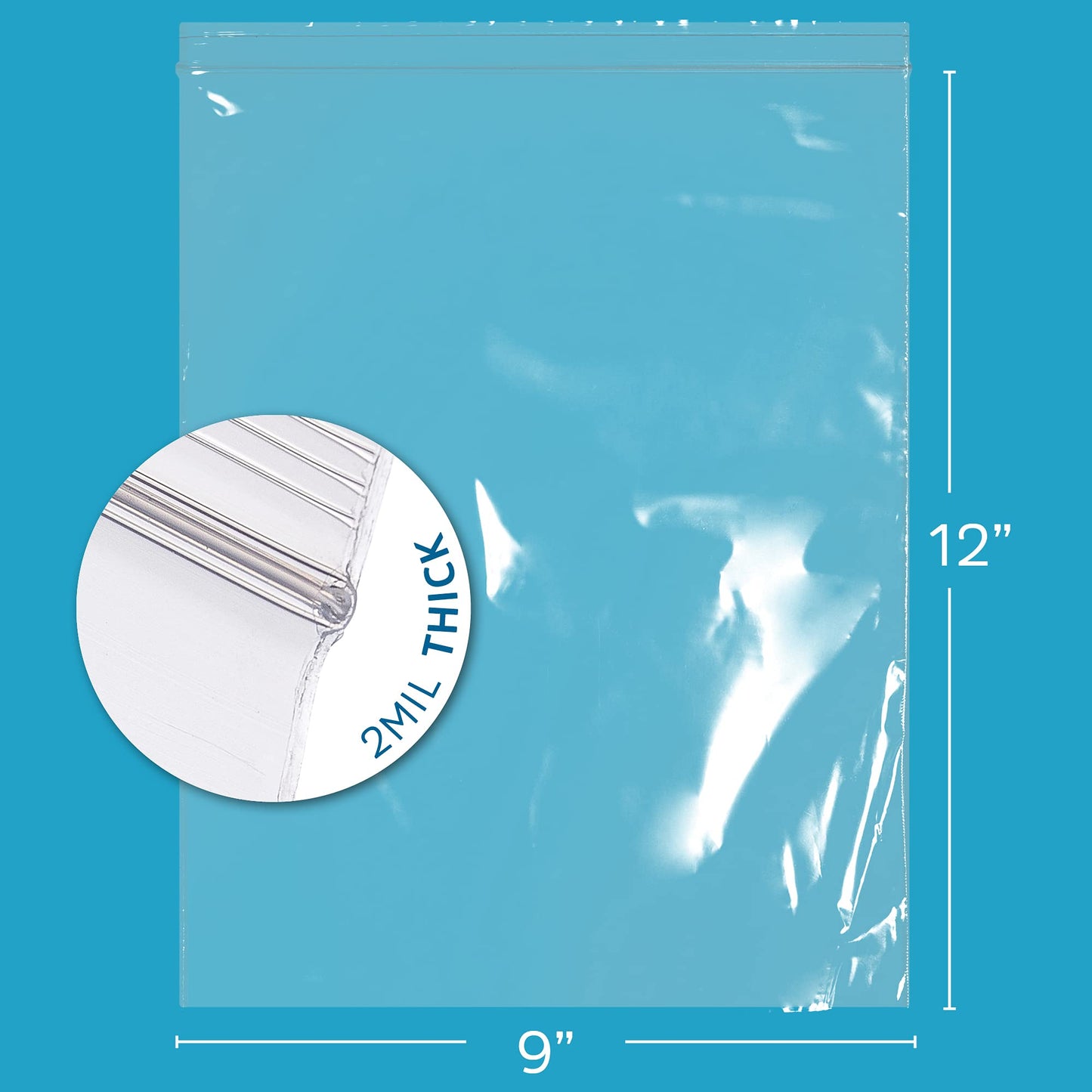 GPI - 9" x 12" - 100 Pack, 2 Mil thick, Large, Clear Plastic Reclosable Zip Bags, Hang Hole For Display, Durable Poly Baggies with Resealable Zip Top Lock for Storage, Packaging & Shipping