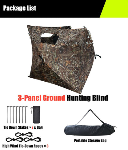 THUNDERBAY Pop Up 3 Sided Ground Blind for Deer Duck Turkey Hunting, Portable Quick Setup Lightweight 3 Panels Deer Hunting Blind