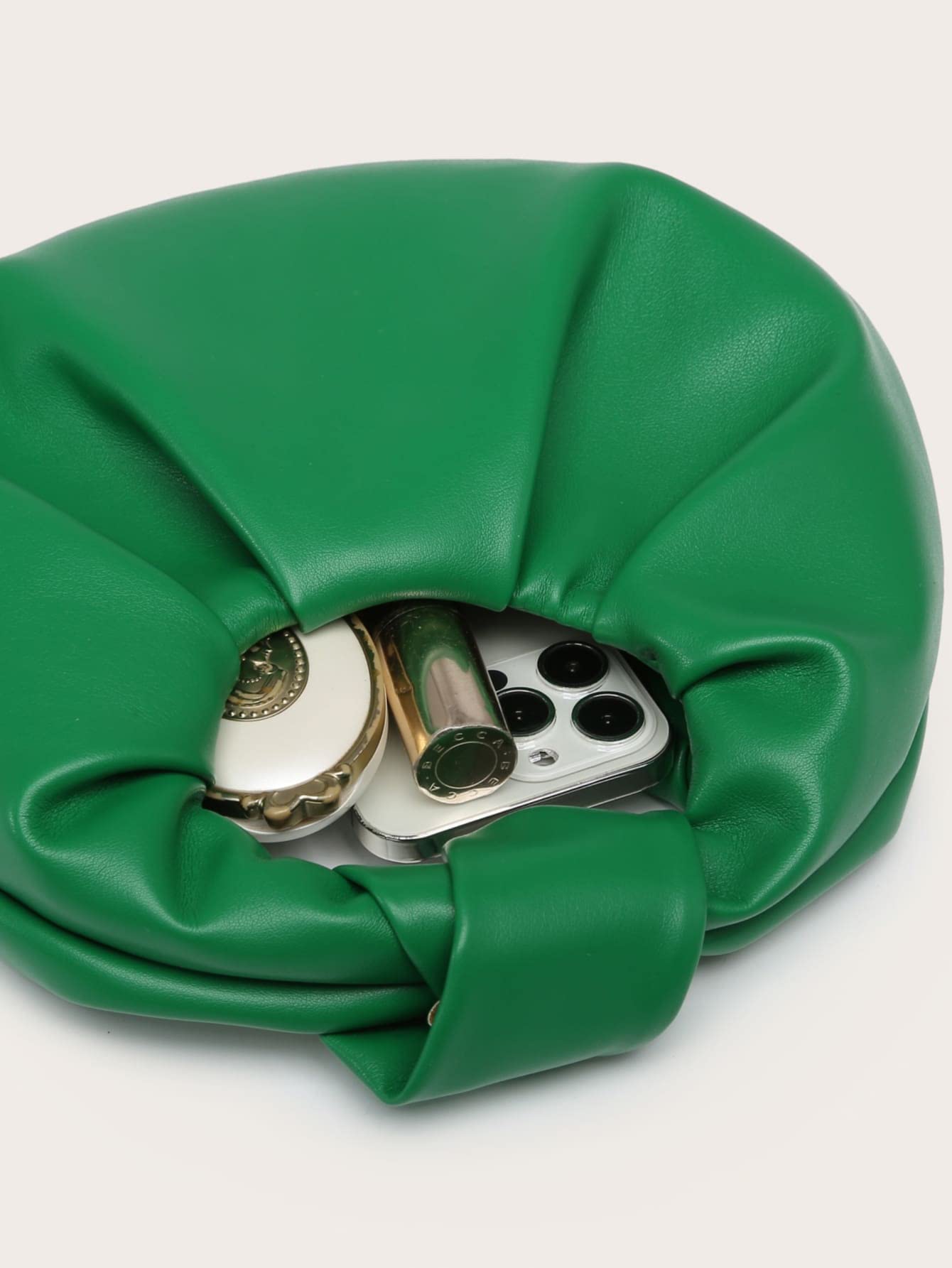 Verdusa Women's Ruched Evening Bag PU Leather Clutch Purse Trendy Small Hobo Handbag Wedding Guest Bags Green One Size