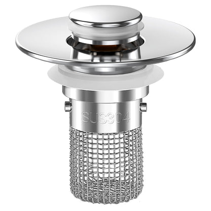 Bathroom Sink Drain Strainer, Pop-up Sink Drain Strainer with Removable Stainless Steel Strainer Basket Hair Catcher, Bathroom Sink Strainer for Bathroom Sink Stopper Replacement(1PCS)