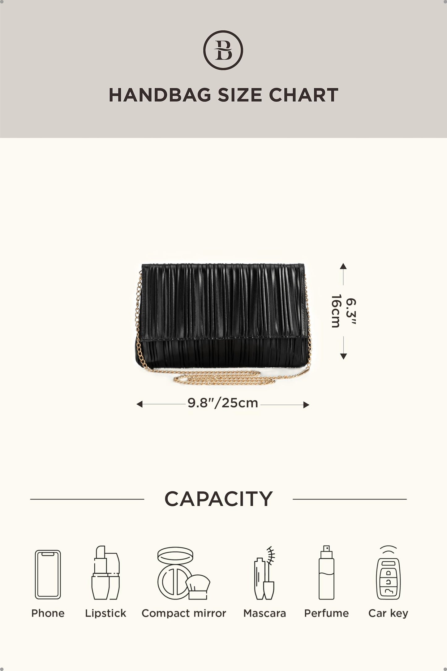 BABEYOND Clutch Purses for Women - Evening Bag Pleated Flap Clutch for Formal Party Cocktail Prom Wedding Handbags (Black)