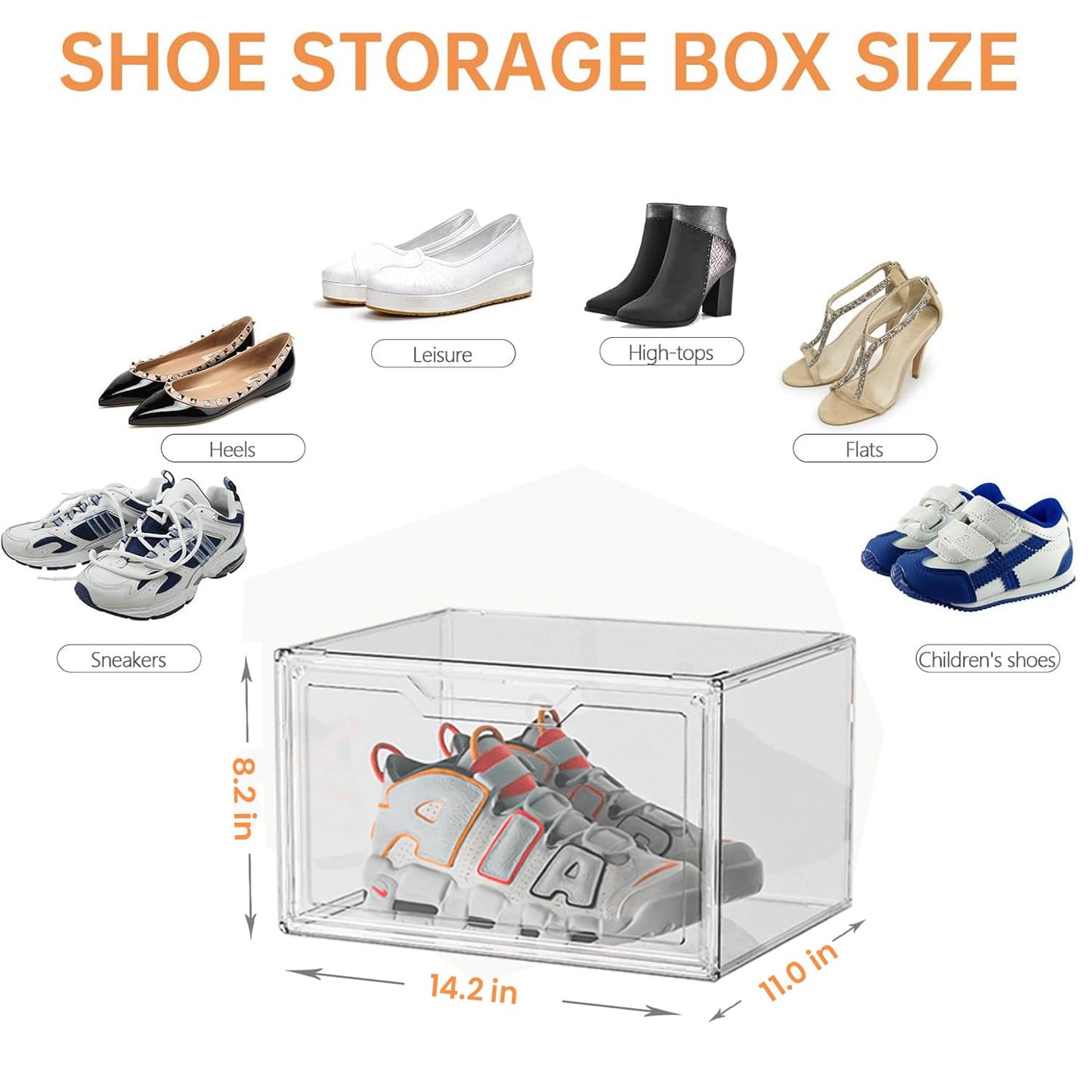 KOKOIN Magnetic Acrylic Clear Shoe Boxes – 360° Transparent Stackable Sneaker Storage & Organizer Box, Professional Shoe Display Case & Multipurpose Storage Bin for Closet (5pcs)