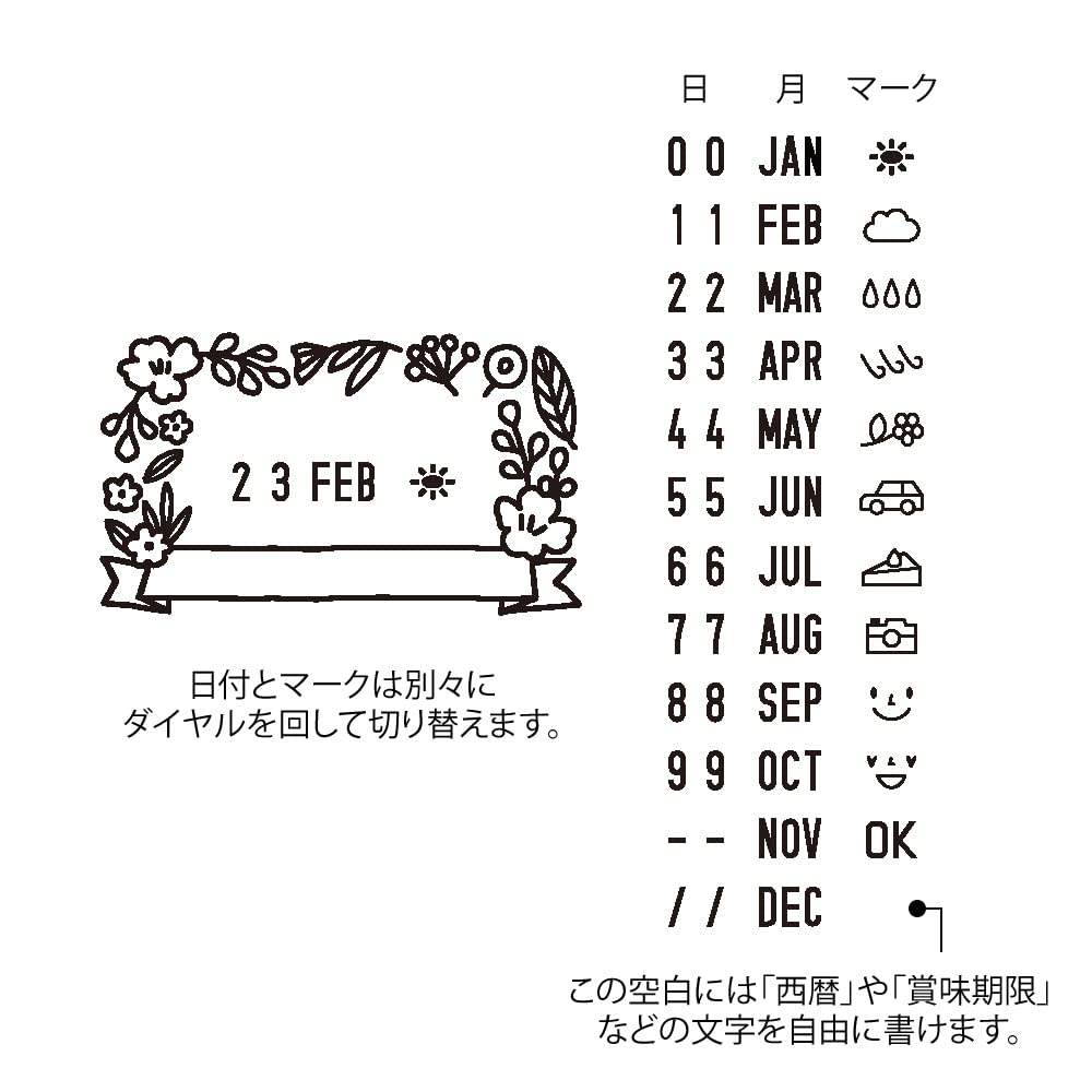 DESIGNPHIL 35455006 Midori Stamp Rotating Stamp Date Floral Print