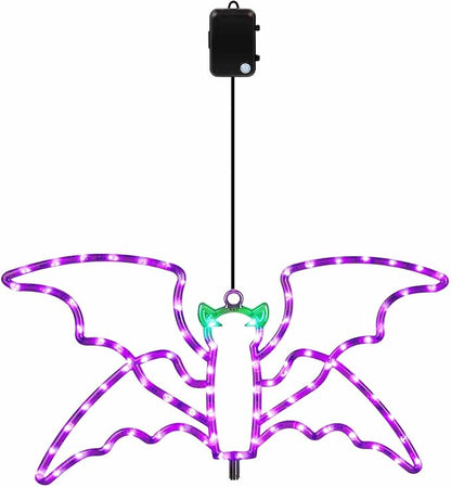 Halloween LED Bat Light, Single Hanging Bat, Indoor & Outdoor Halloween Decor, 4 Light Modes, Timer Function, Perfect Yard & Party Decoration